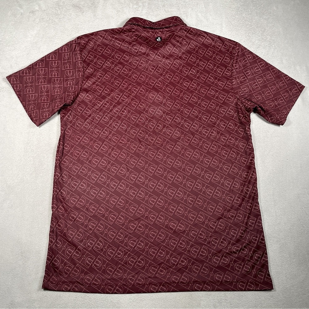 Swannies Mens Size M Burgundy Basketball Court Graphic Short Sleeve Golf Polo - Picture 5 of 8